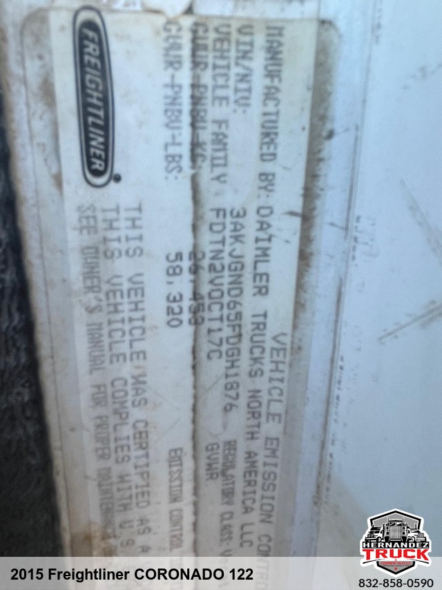 2015 Freightliner Coronado 122 -