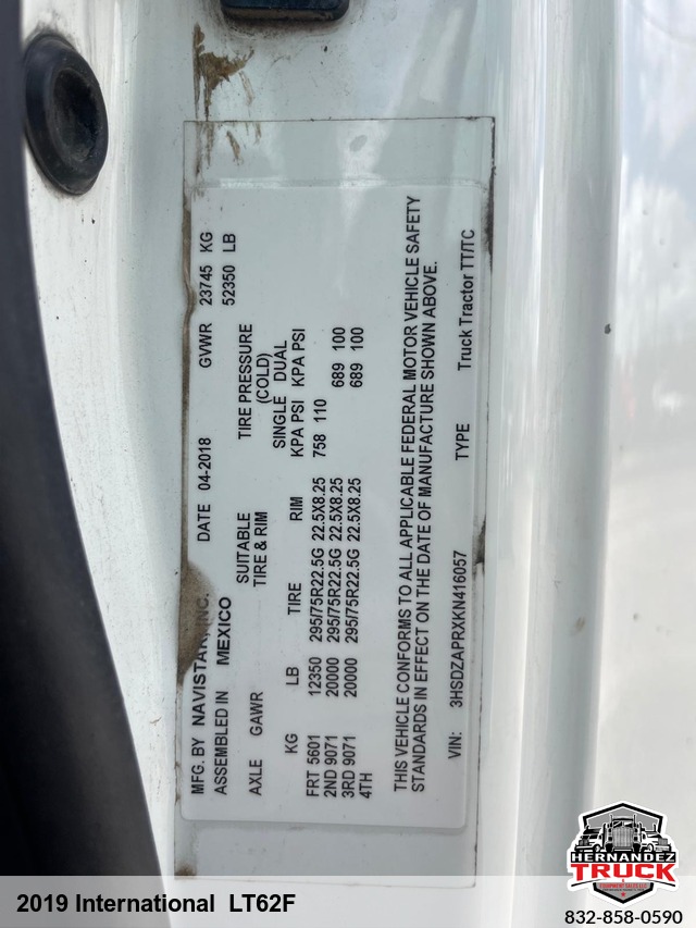 2019 International LT62F -